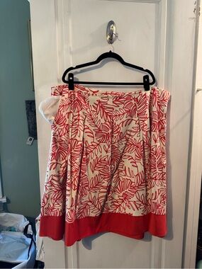 Lane Bryant Deep Orange and Cream A-Line Skirt with POCKETS